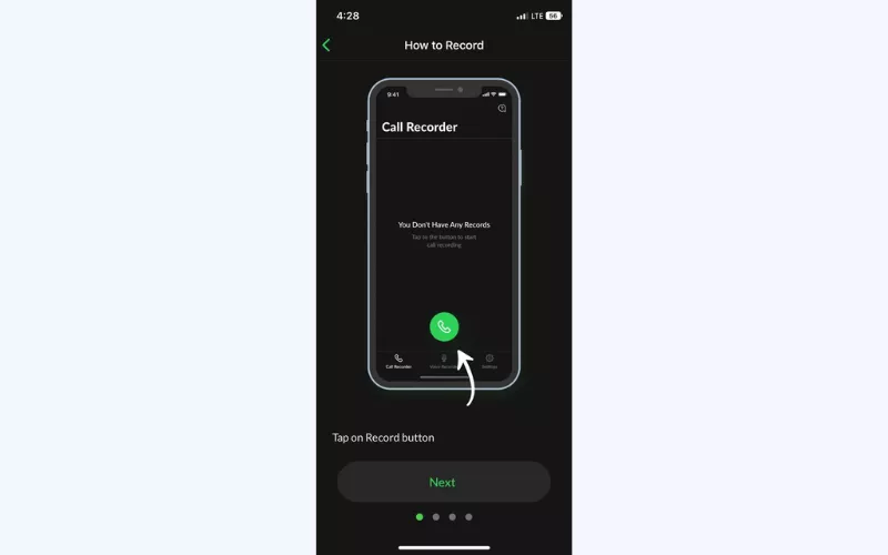 Open Call Recorder and tap the Record icon