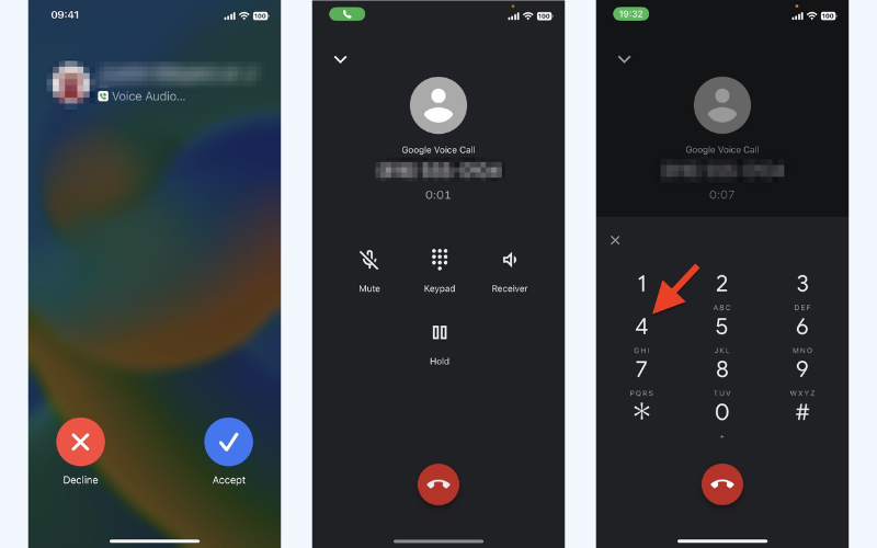 Press "4" to record your phone call using Google Voice