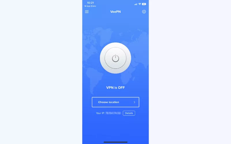 Ouvrez l'application VeePN sur votre appareil