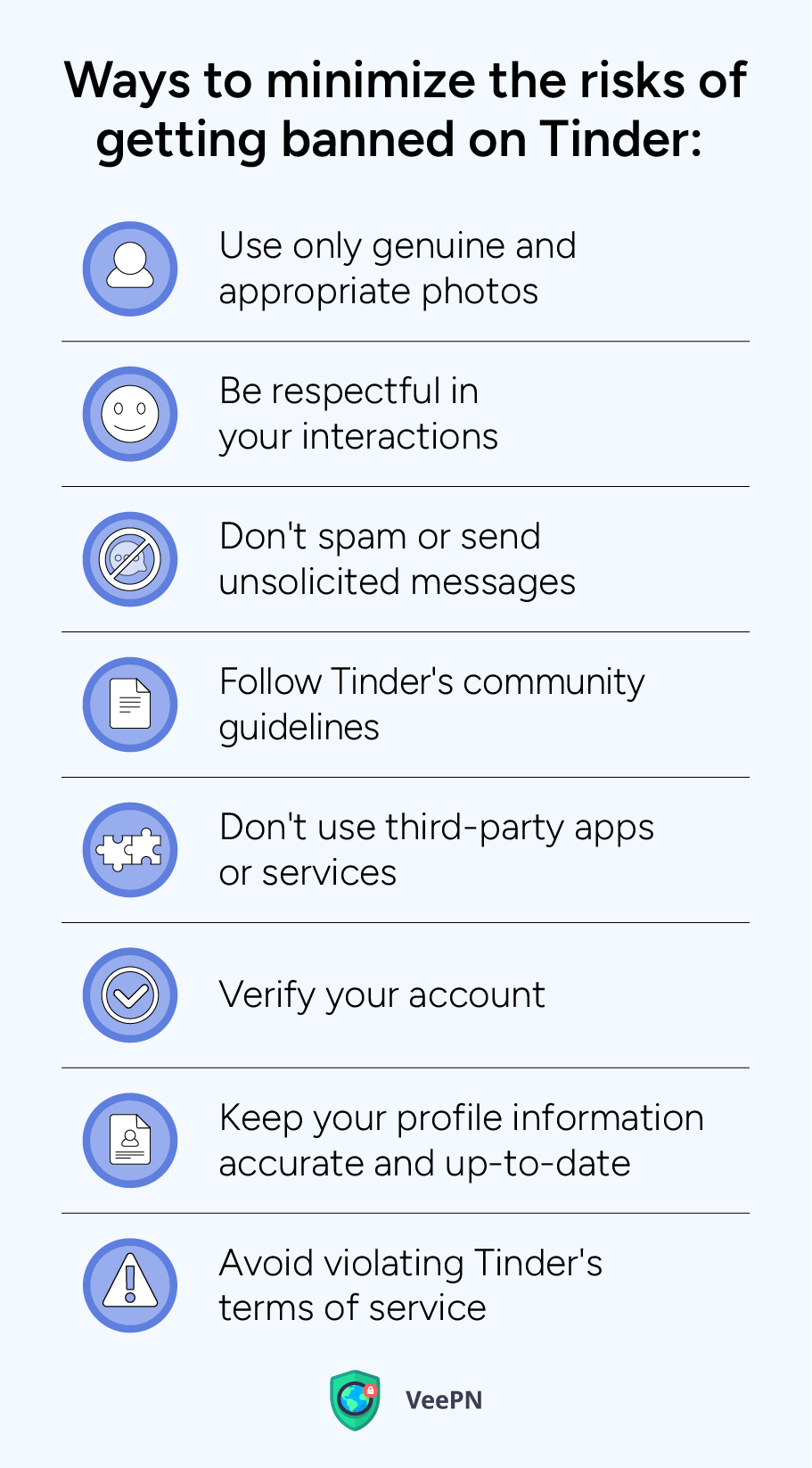 Ways to minimize the risks of getting banned on Tinder