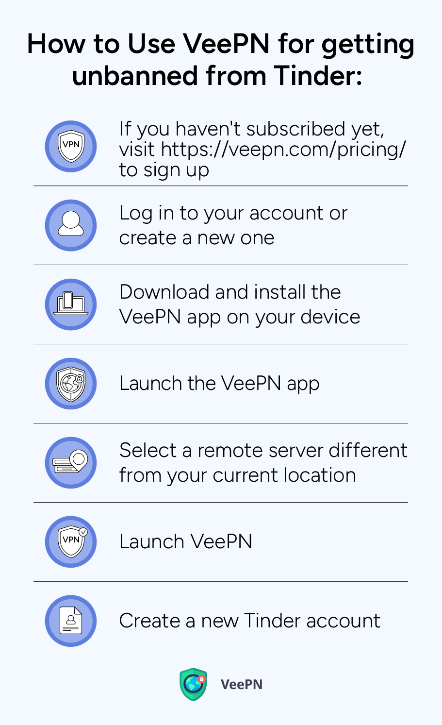 How to use VeePN for getting unbanned from Tinder