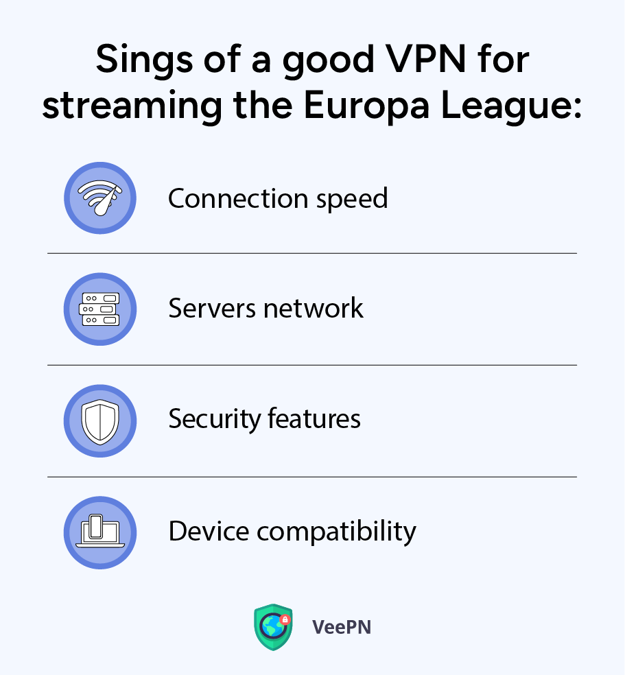 Signs of a good VPN for streaming the Europa League