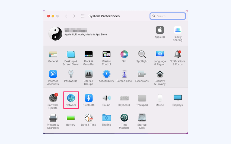 Head to the Network section in System Preferences