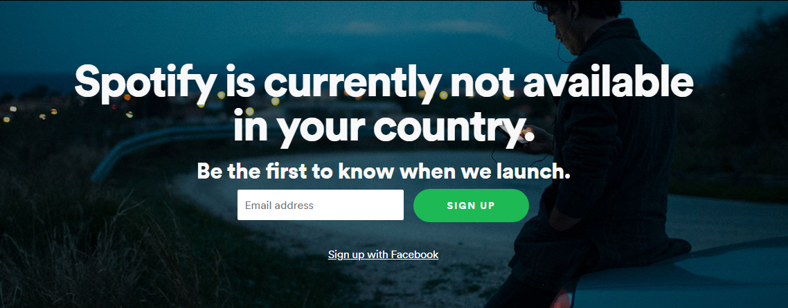 The "Spotify is currently unavailable in your country" error message