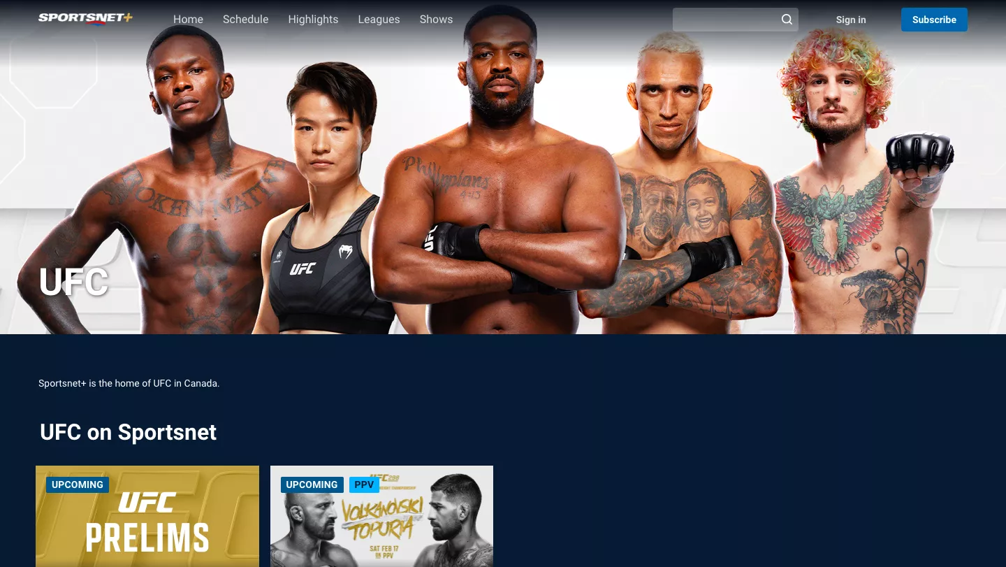 UFCをSportsnet+で