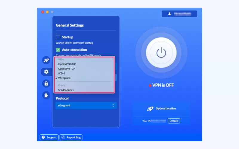 How to choose VPN protocol in the VeePN app