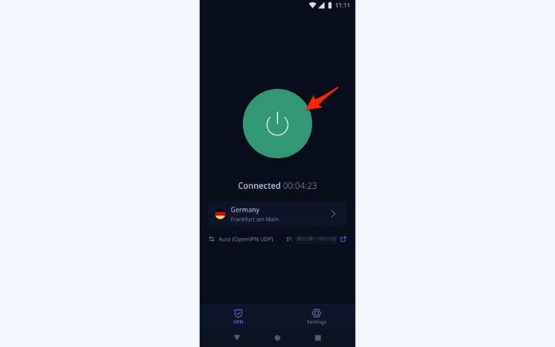 Tap the "Connect" button to turn VeePN on