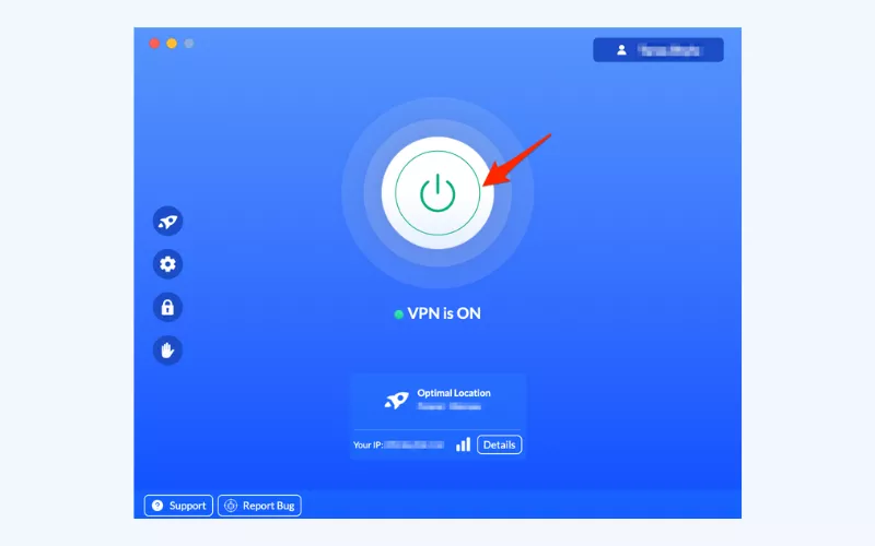 Pulsa el botón "Conectar" para activar la VPN