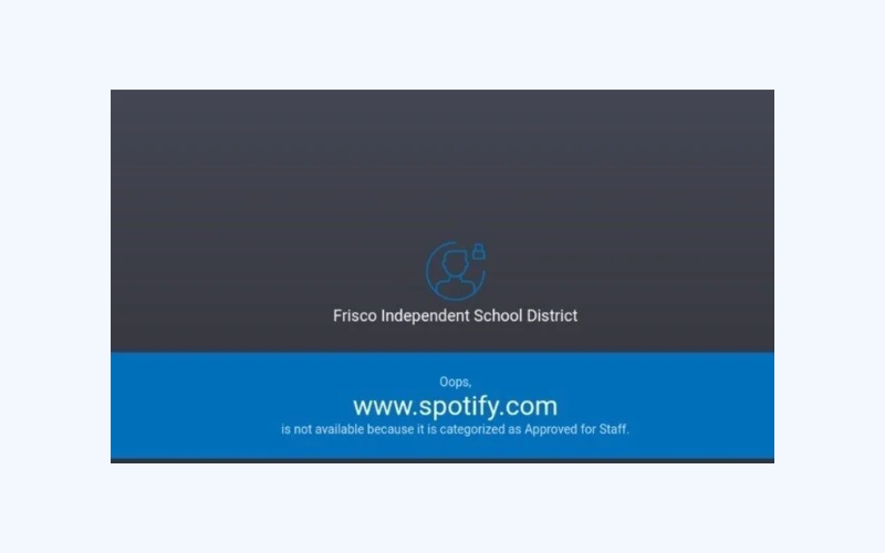 An example of Spotify blocked by school administrators