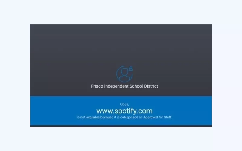 An example of Spotify blocked by school administrators