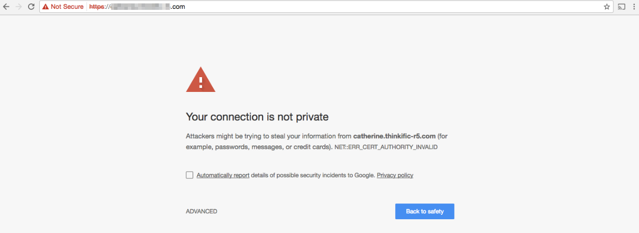 An example of a Google security error