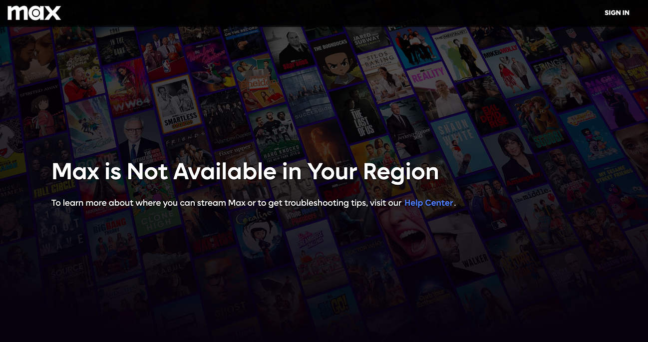 The "Max is unavailable in your region" error message