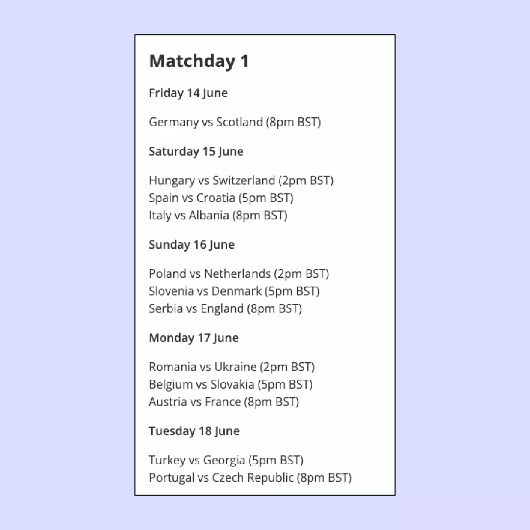 EURO 2024 Matchday1