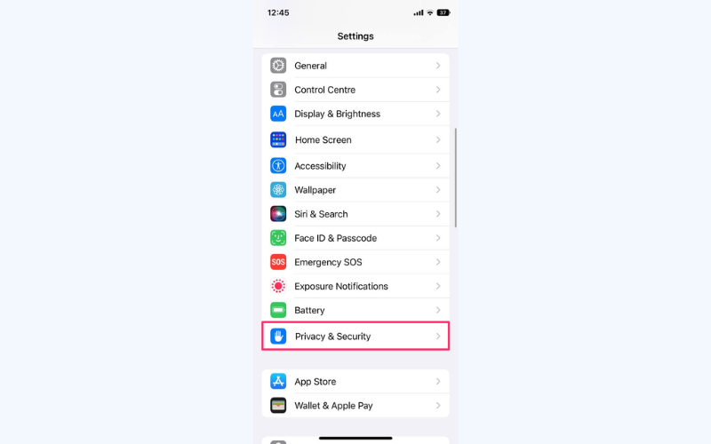 Open Settings > Privacy & Security