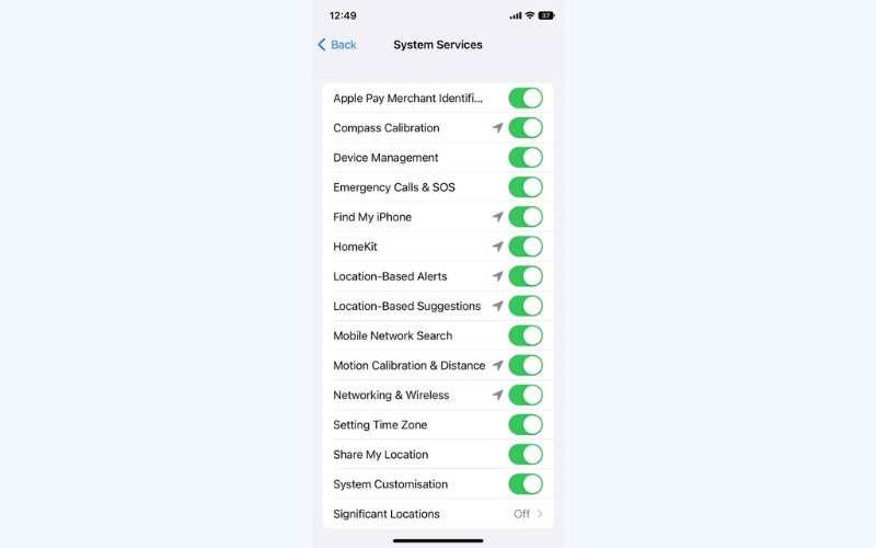 Disable services you don’t want to track your location