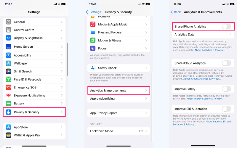 How to manage the data you share with Apple developers