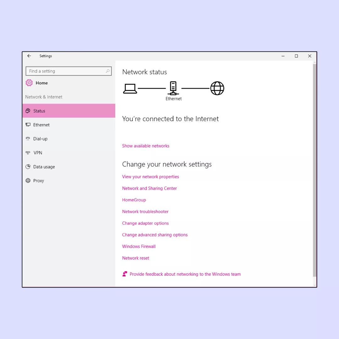 Windows network status