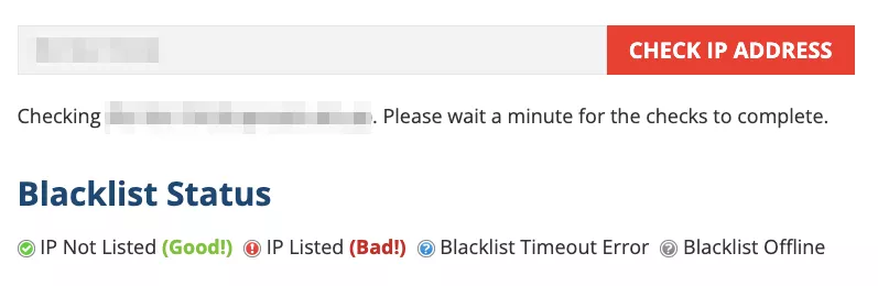 Checking whether an IP address is blacklisted