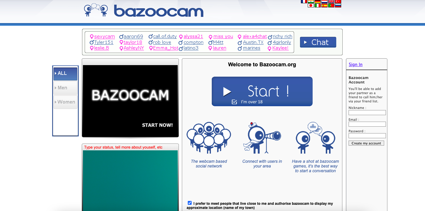 Bazoocam - a website similar to Omegle