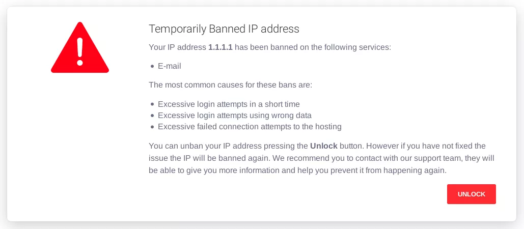 The "Temporarily banned IP address" error message
