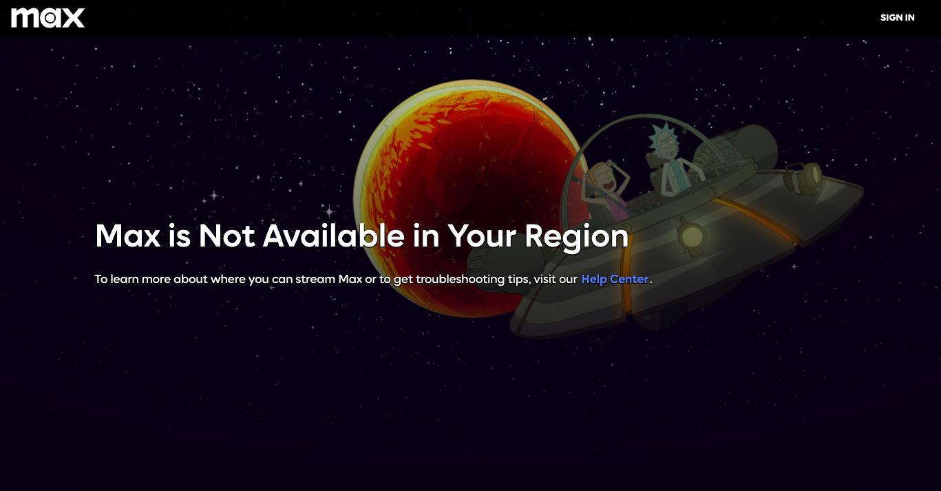 The "Max is Not Available in Your Region".error message