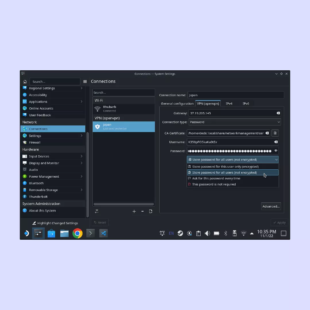 Store password to all users Steam Deck