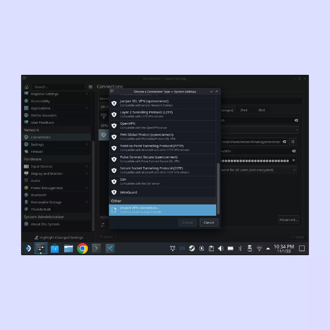 Import VPN Steam Deck