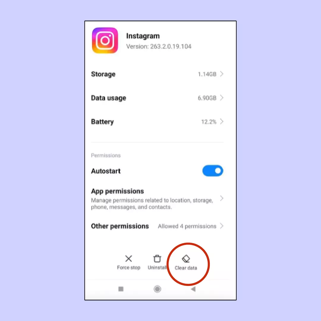 Clear Instagram data