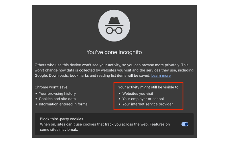 The limitations of the incognito mode