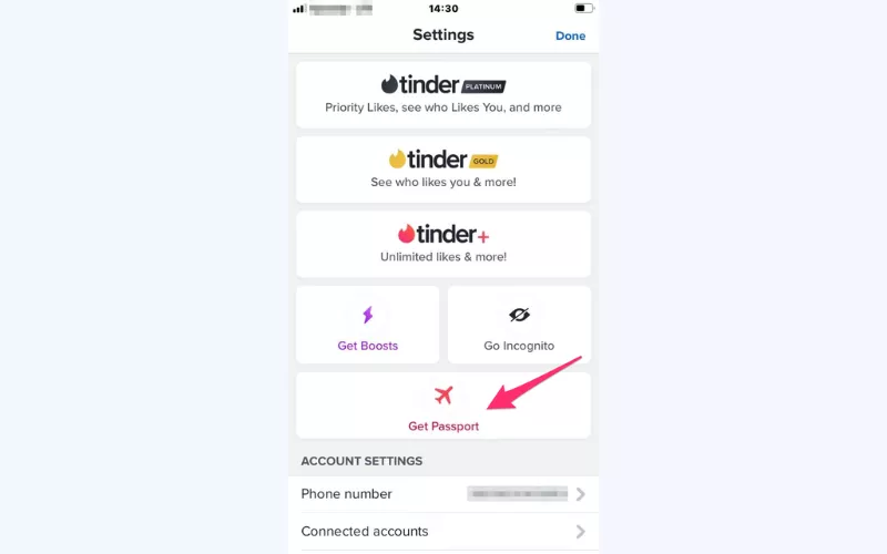 Head to Tinder settings and select "Get Passport"