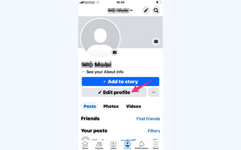 Select "Edit profile" in the "Profile" section