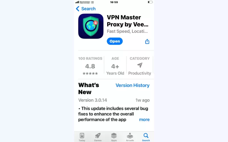 Find the VeePN app on the App Store