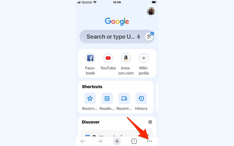 Tap the three-dot icon at the bottom right of your screen to access Chrome settings