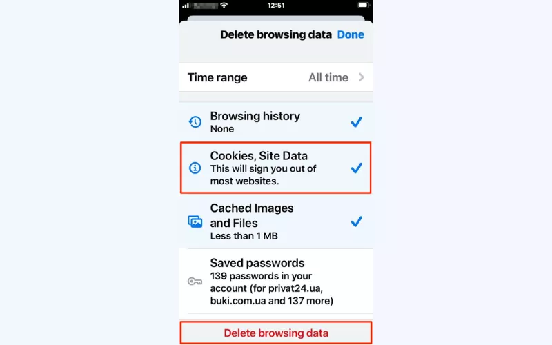 Tap "Cookies, Site Data"