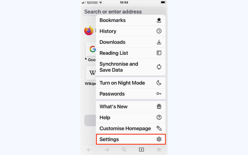 Select "Settings"