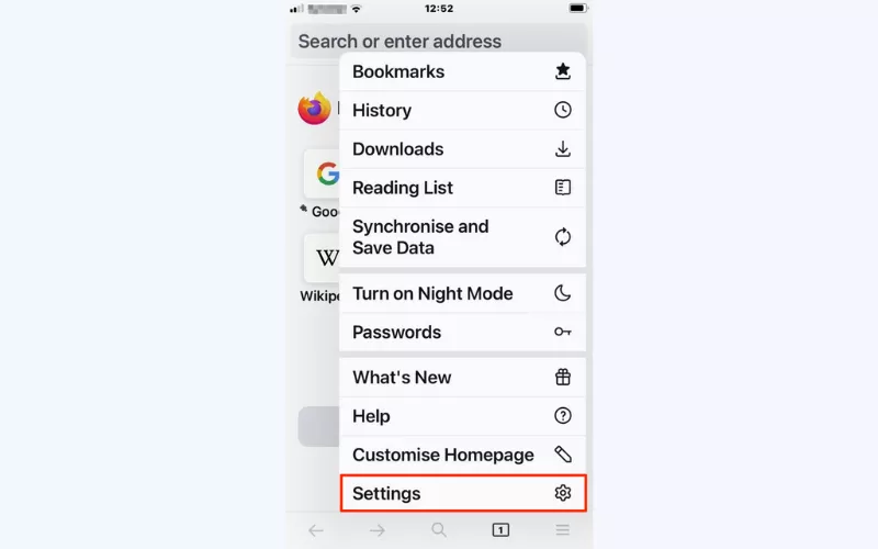 Select "Settings"