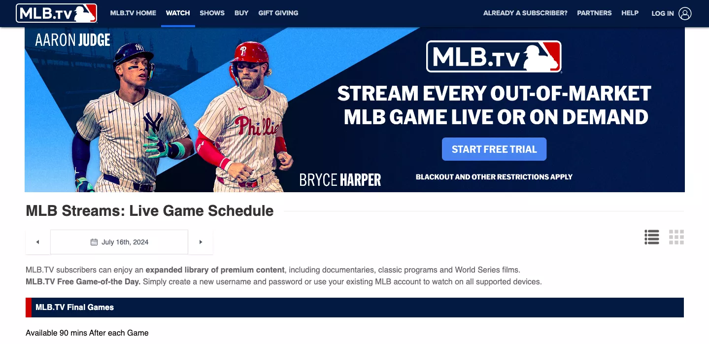 Head to the MLB TV streaming platform to watch Orioles games