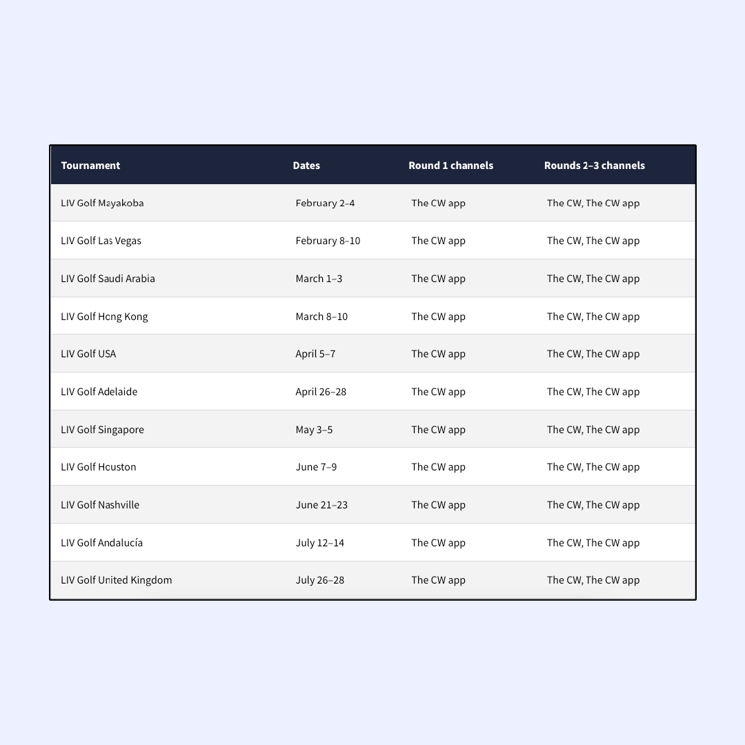 LIV Golf Schedule