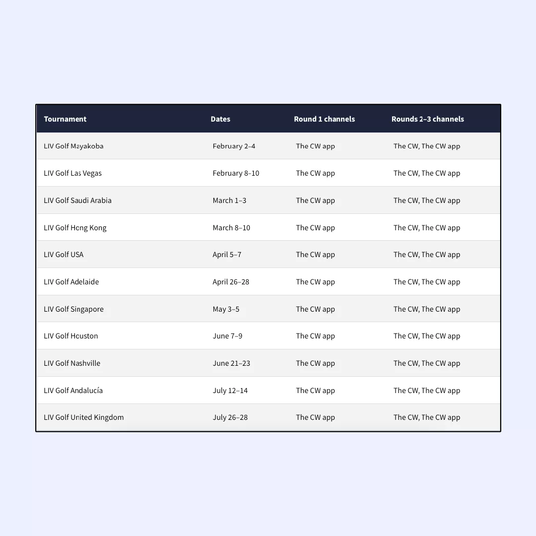 LIV Golf Schedule