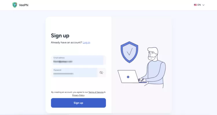 VeePN signup