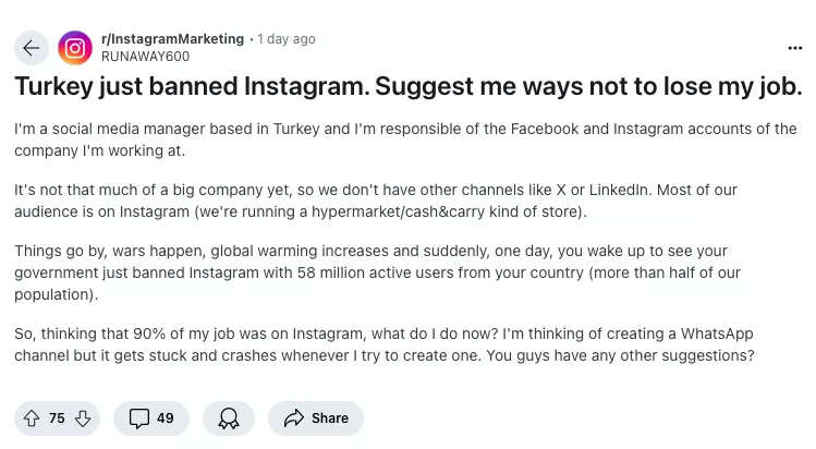 Users in Turkey looking to unblock Instagram