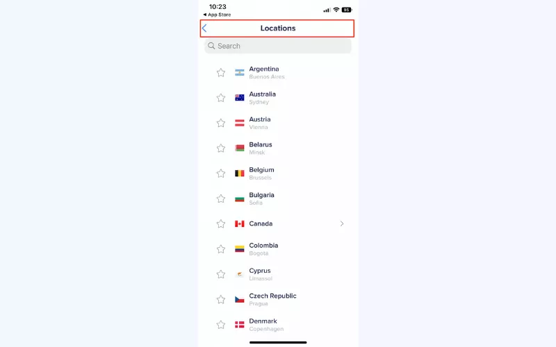 Connect to a chosen VPN location