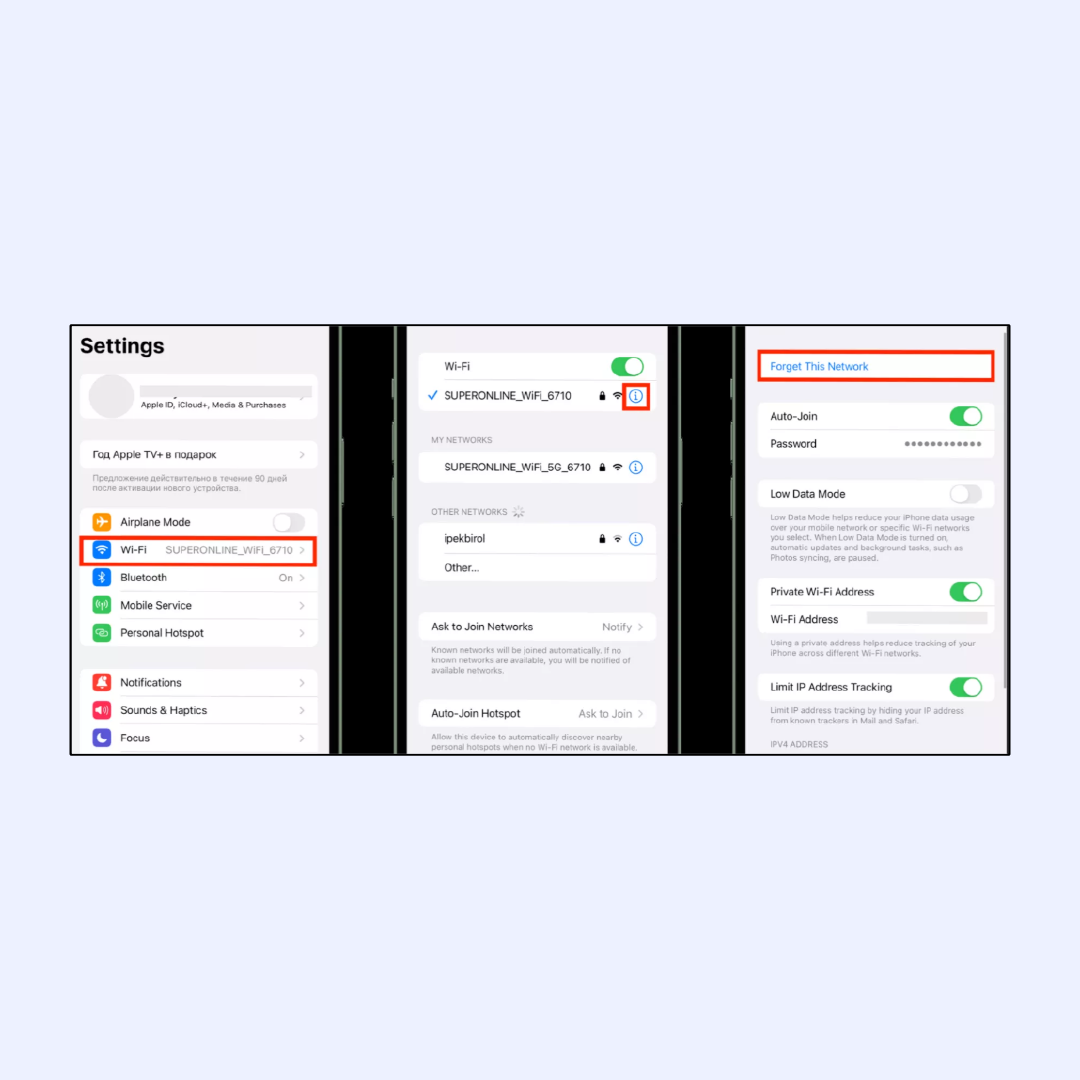 iPhone WiFi settings