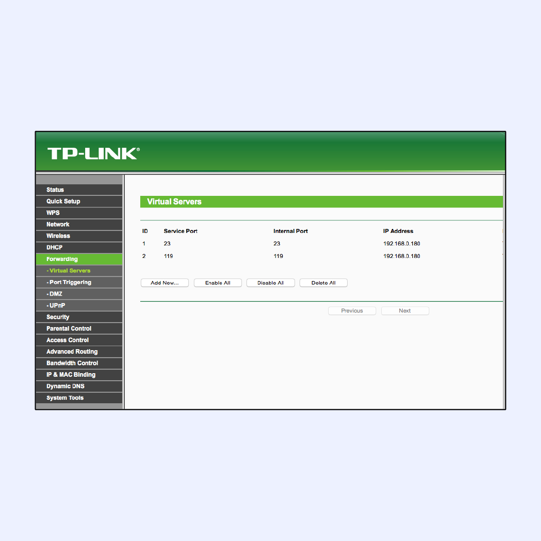 router settings