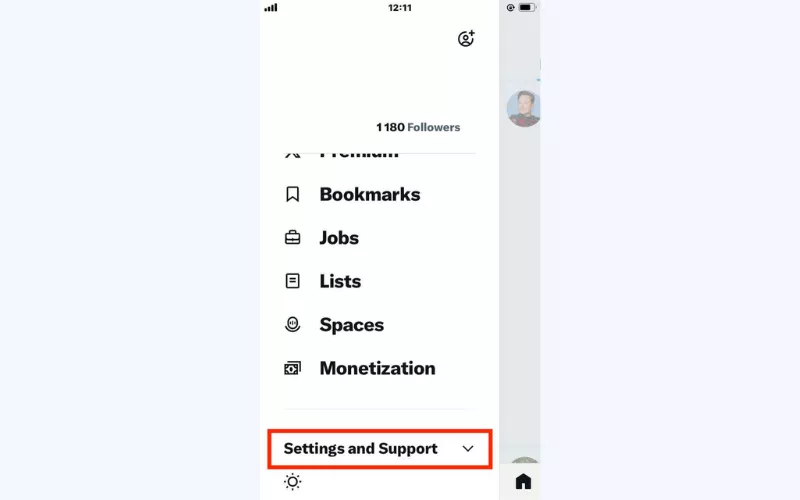 Tap "Settings and Support"