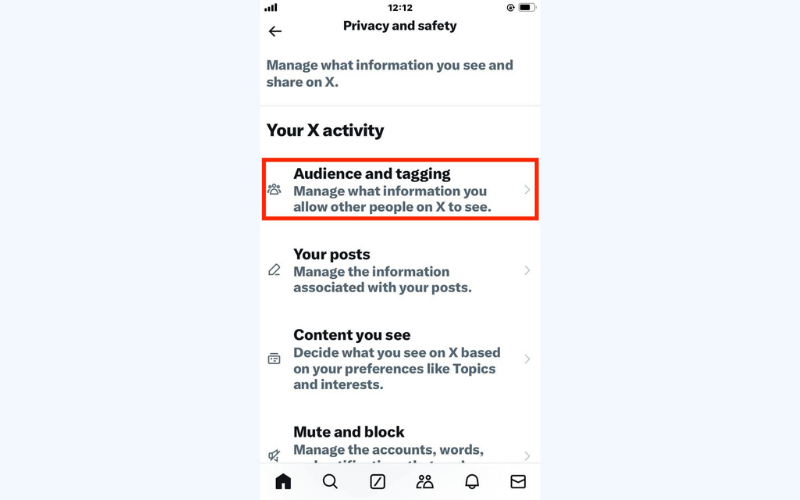 Tap "Audience and tagging"