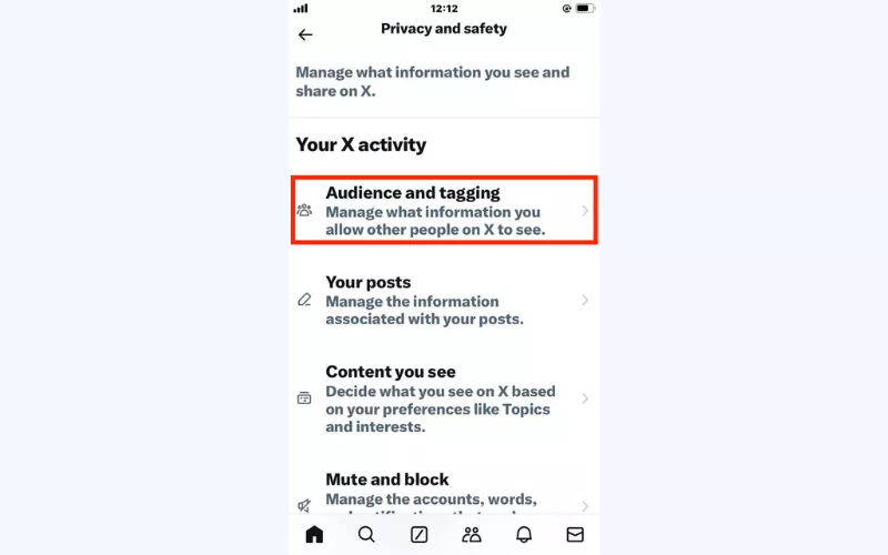 Tap "Audience and tagging"