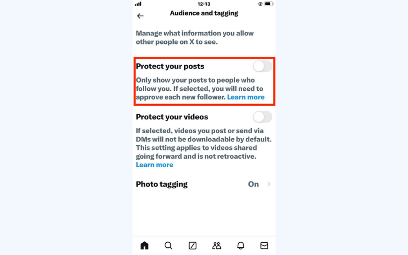 Toggle on "Protect your posts"