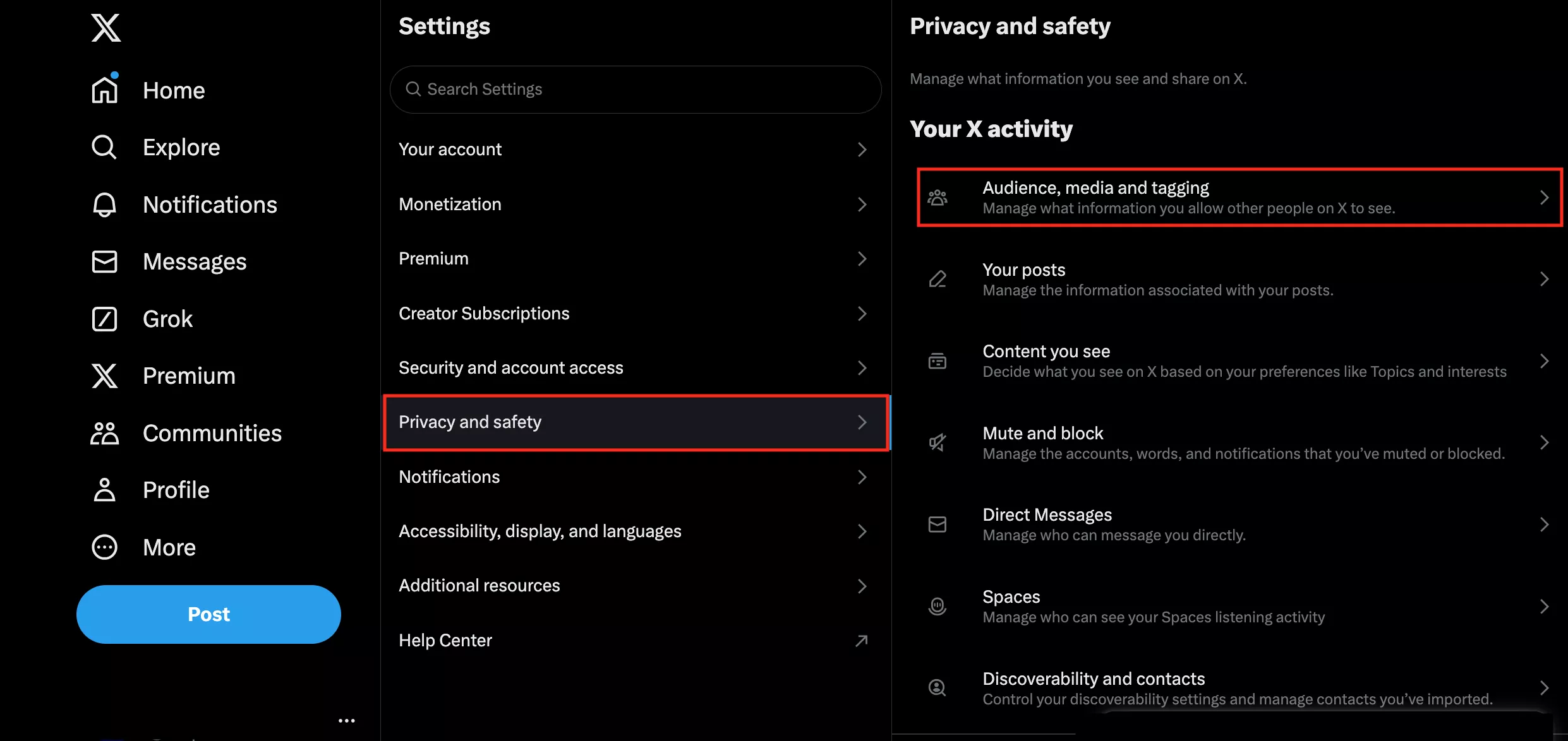 Select "Privacy and safety"