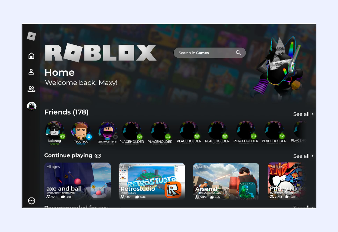 Roblox starting page